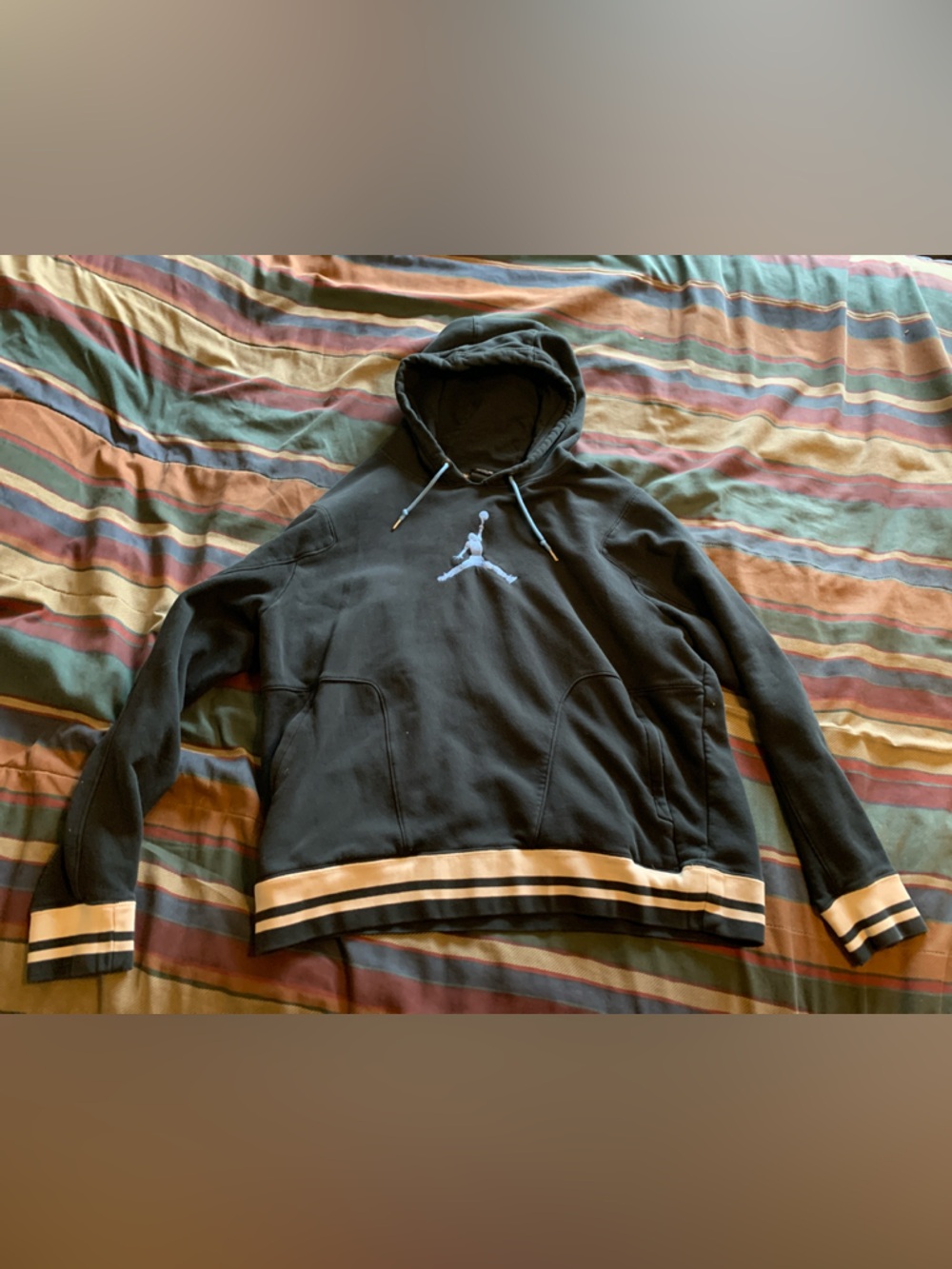 Jordan Black Hoodie with Blue Jumpman and Trim Accents